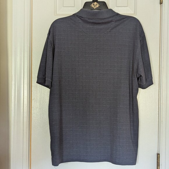 Haggar Men Shirt Short-sleeve Knit Button Neck Pullover Blue Pattern, Size S - Picture 2 of 4